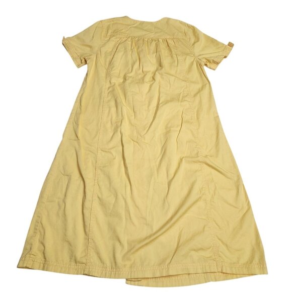 Vintage Koret Women’s Yellow Denim Dress With Pockets 100% Cotton Button Up Sz L - Picture 6 of 11
